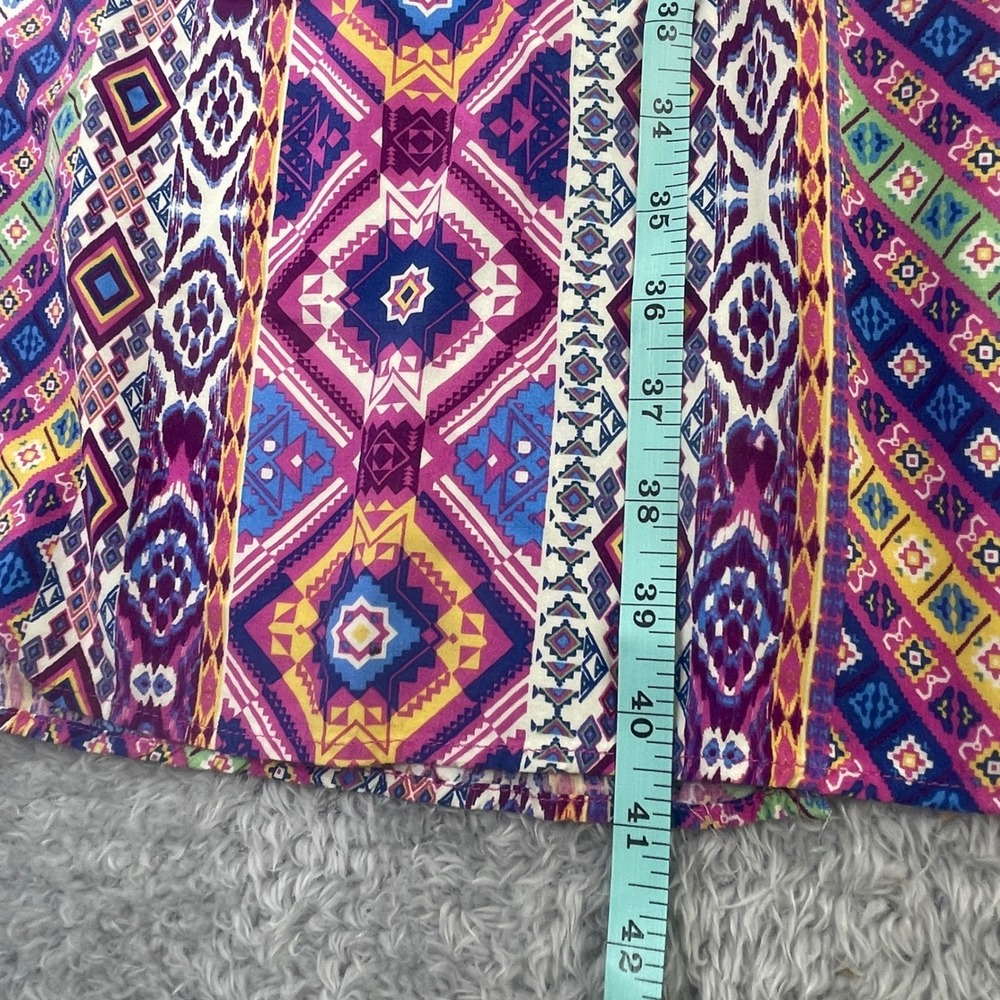 Flying Tomato Maxi Skirt Womens L Vibrant Geometric Tribal Print Boho Slit - Picture 6 of 7
